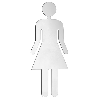 201 Stainless Steel Toliet Indicators, Gender Signs for Bathroom Restroom, Women Pattern, 200x72x3mm
