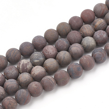 Natural Ocean Jasper Beads Strands, Frosted, Round, 4mm, Hole: 1mm, about 96pcs/strand, 15.5 inch
