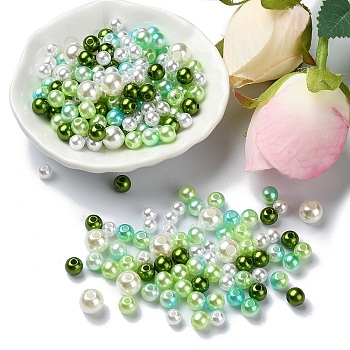 ABS Plastic Imitation Pearl Beads, Round, Turquoise, 5~8mm, Hole: 1.5~2.3mm, 53g/set