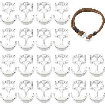 20Pcs Zinc Alloy Hook Clasps, Double-Hole Anchor, Silver, 29x20x4.5mm, Hole: 5.5x7mm