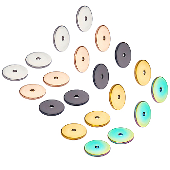 Unicraftale Vacuum Plating 304 Stainless Steel Spacer Beads, Disc, Mixed Color, 8x0.8mm, Hole: 1.2mm, 5 colors, 10pcs/color, 50pcs/box