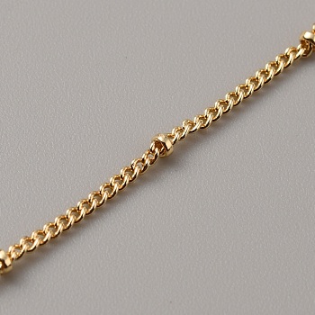 Brass Satellite Chains, Soldered, Real 14K Gold Plated, 2x1.5x1mm, 2mm