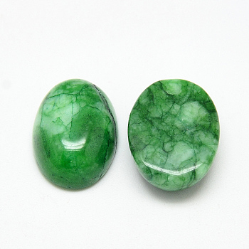 Dyed Natural White Jade Cabochons, Oval, Green, 18x13x6mm