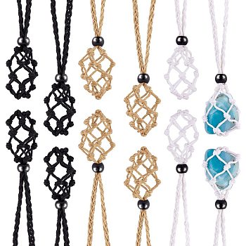 Braided Waxed Cotton Thread Cords Macrame Pouch Necklace Making, Adjustable Glass Beads Interchangeable Stone Necklace, Mixed Color, 30 inch(76cm), 3 colors, 4pcs/color, 12pcs/set