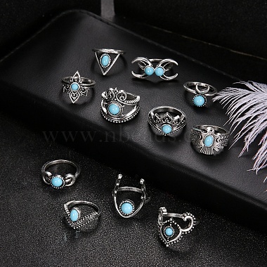 11Pcs 11 Style Synthetic Turquoise Finger Rings Set(AJEW-PW0005-04AS)-3