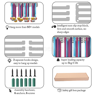 Fashion Iron Medal Hanger Holder Display Wall Rack(ODIS-WH0023-018)-4