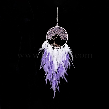 Iron Woven Web/Net with Feather Pendant Decorations(AJEW-B017-06)-4
