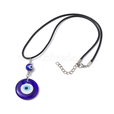 Evil Eye Lampwork Anhänger Halskette(NJEW-JN04504-02)-4