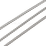 Tarnish Resistant 304 Stainless Steel Twisted Chains, with Spool, Soldered, Stainless Steel Color, 1.8x1.2x0.4mm, about 328.08 Feet(100m)/roll(CHS-Q001-02-100m)