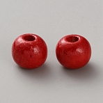 Flat Round Maple Beads, Red, 12x11mm, Hole: 3.7mm(WOOD-WH20017-05)