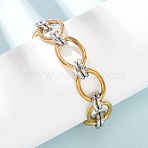 Two Tone 304 Stainless Steel Link Chain Bracelets for Women, Oval, Golden, 6.89 inch(17.5cm)(SA-CBA7B26-05GP-01)