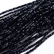 Faceted Rondelle Half Rainbow Plated Electroplate Glass Beads Strands, Black, 3.5~4x2.5~3mm, Hole: 0.8mm, about 150pcs/strand, 15.1 inch(EGLA-M006-3mm-A04)