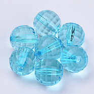Transparent Acrylic Beads, Faceted, Round, Deep Sky Blue, 8x8mm, Hole: 1.5mm, about 1770pcs/500g(TACR-Q254-8mm-V40)