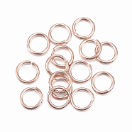 304 Stainless Steel Jump Rings, Open Jump Rings, Rose Gold, 18 Gauge, 7x1mm, Inner Diameter: 5mm(STAS-H558-01RG)