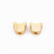Brass Beads, Nickel Free, Bear, Real 18K Gold Plated, 5x6x3mm, Hole: 1.6mm(KK-N231-264-NF)