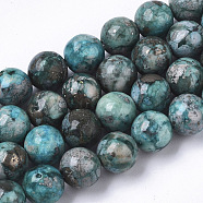Assembled Synthetic Imperial Jasper and Natural Pyrite Beads Strands, Dyed, Round, 8mm, Hole: 1mm, about 51pcs/strand, 15.94 inch(40.5cm)(G-S366-052)
