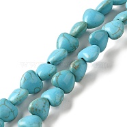 Synthetic Turquoise Dyed Beads Strands, Heart, Turquoise, 8x7.5x4.5mm, Hole: 1mm, about 53pcs/strand, 14.57''(37cm)(G-E594-09)
