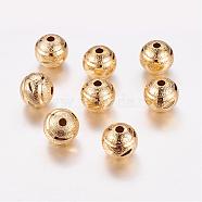 Real 24K Gold Plated Brass Beads, Long-Lasting Plated, Round, Rough, Fancy Cut, 8mm, Hole: 1.5mm(KK-P097-01)