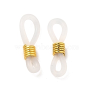 Eyeglass Holders, Glasses Rubber Loop Ends, Iron and Plastic, Golden Color, Clear, about 4.2mm wide, 19mm long, hole: about 1.5mm(E237-3)