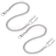 2Pcs Titanium Steel Clip Pocket Watch Chain, Vintage Metal Pocket Vest Chain, with Snap Clasp, Stainless Steel Color, 302x6mm(DIY-UN0003-64)