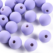 Acrylic Beads, Rubberized Style, Half Drilled, Round, Lilac, 16mm, Hole: 3.5mm(OACR-S039-05-47)