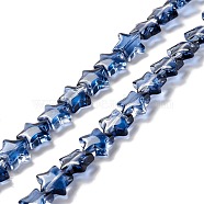 Transparent Glass Beads Strand, Star, Prussian Blue, 10x10x4mm, Hole: 0.8mm, about 40pcs/strand, 13.39~14.17 inch(34~36cm)(GLAA-K057-01A)