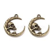 Tibetan Style Alloy Pendants, Cadmium Free & Lead Free, Moon with Skull, Antique Bronze, 27x23.5x4mm, Hole: 2.3mm, about 333pcs/1000g(FIND-C043-010AB)