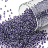 TOHO Round Seed Beads, Japanese Seed Beads, (774FM) Dark Purple Lined Crystal Rainbow Matte, 11/0, 2.2mm, Hole: 0.8mm, about 3000pcs/10g(X-SEED-TR11-0774FM)