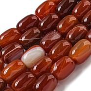 Natural Banded Agate/Striped Agate Beads Strands, Dyed, Column, FireBrick, 13.5x10~10.5mm, Hole: 1mm, about 28pcs/strand, 15.16''(38.5cm)(G-A223-D12-01C)