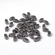 Antique Silver Plated Craved Flower Pattern Acrylic Beads, Rectangle, 7mm wide, 13mm long, Hole:1.5mm(X-PLS012Y)
