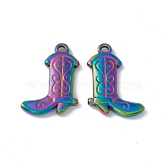 Ion Plating(IP) 304 Stainless Steel Pendants, Boot Charms, Rainbow Color, 26x19x3mm, Hole: 2mm(STAS-G278-40M)