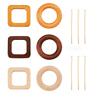 Biyun 6Sets 6 Style Zinc Alloy Hair Sticks, Wooden Hollow Hair Ponytail Holder, Ring & Square, Mixed Color, 52~124x4~60x3.5~5.5mm, 1set/style
(AJEW-BY0001-02)