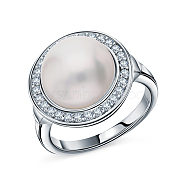 925 Sterling Silver Pearl with Cubic Zirconia Ring for Mother's Day(ET1877-2)