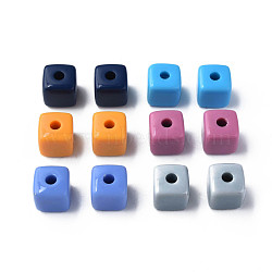 Opaque Acrylic Beads, Cube, Mixed Color, 12.5x12.5x12.5mm, Hole: 3.5mm, about 263pcs/500g(MACR-S373-141-A)