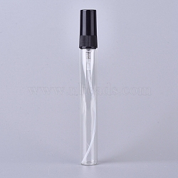 10ml Mini Refillable Glass Spray Bottles, with Plastic Fine Mist Sprayer & Dust Cap, for Perfume, Essential Oil, Clear, 11.8x1.4cm, Capacity: 10ml(0.34 fl. oz)(X-MRMJ-WH0059-79A)