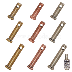 9Pcs 9 Style Brass Connecting Rod Plug Bolt Pin, for Parachute Lanyard Beads Charms, DIY EDC Accessories, Mixed Color, 17.5~27.5x7mm, Hole: 2.5~2.7x2~2.5mm, 1Pc/style,(KK-NB0003-66)