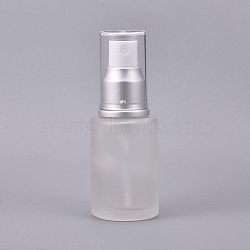 Frosted Glass Spray Bottles, with Fine Mist Sprayer & Dust Cap, Refillable Bottle, Silver, 10.1cm, Bottle: 6.74x3.7x3.7cm, Capacity: 30ml(MRMJ-WH0059-15A)