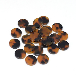 Cellulose Acetate(Resin) Charms, Flat Round, Goldenrod, 9.5~10x9.5~10x2.5mm, Hole: 1.5mm(X-KY-S139A-A301)