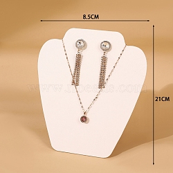 Wood Covered with PU Leather Jewelry Bust Display Stands for Necklaces, Earrings, Floral White, 85x210mm(PW-WG77498-02)