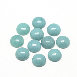 Natural White Jade Cabochons, Dyed, Half Round/Dome, Aqua, 12x5mm(X-G-R416-12mm-07)