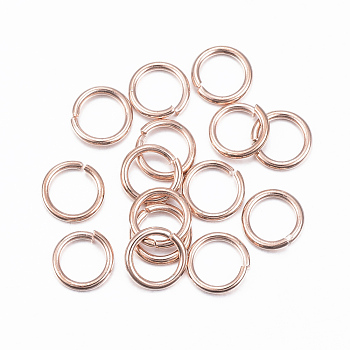 304 Stainless Steel Jump Rings, Open Jump Rings, Rose Gold, 18 Gauge, 7x1mm, Inner Diameter: 5mm