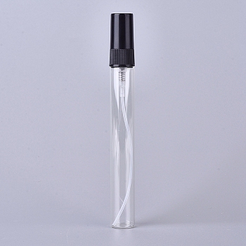 10ml Mini Refillable Glass Spray Bottles, with Plastic Fine Mist Sprayer & Dust Cap, for Perfume, Essential Oil, Clear, 11.8x1.4cm, Capacity: 10ml(0.34 fl. oz)