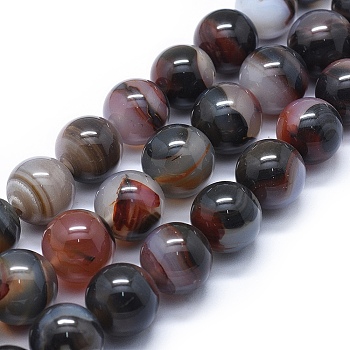 Natural Agate Beads Strands, Dyed & Heated, Round, Coconut Brown, 17~18mm, Hole: 2~2.5mm, about 24~26pcs/strand, 17.3 inch~18.5 inch(44~47cm)