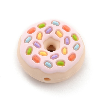 Food Grade Eco-Friendly Silicone Focal Beads, Chewing Beads For Teethers, DIY Nursing Necklaces Making, Donut, Colorful, 22x9mm, Hole: 2.2mm