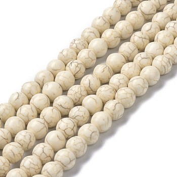 Synthetic Howlite Beads Strands, Dyed & Heated, Round, 10mm, Hole: 1.5mm, about 44pcs/strand, 15.55 inch(39.5cm)