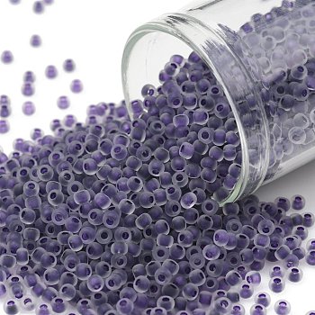 TOHO Round Seed Beads, Japanese Seed Beads, (774FM) Dark Purple Lined Crystal Rainbow Matte, 11/0, 2.2mm, Hole: 0.8mm, about 3000pcs/10g