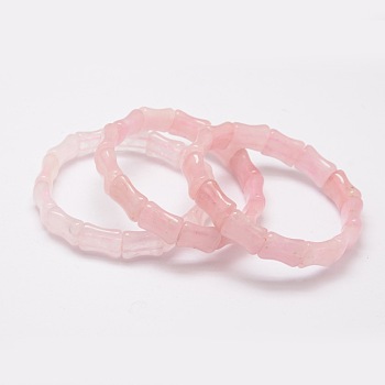 Natural Rose Quartz Beads Stretch Bracelets, Inner Diameter: 2-1/8~2-1/2 inch(5.5~6.2cm)