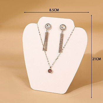 Wood Covered with PU Leather Jewelry Bust Display Stands for Necklaces, Earrings, Floral White, 85x210mm