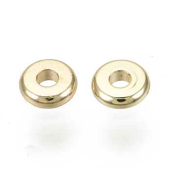 Brass Spacer Beads, Nickel Free, Flat Round, Real 18K Gold Plated, 4x1mm, Hole: 1.2mm