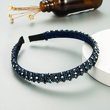 Bling Bling Glass Beaded Hairband, Party Hair Accessories for Women Girls, Dark Slate Blue, 12mm